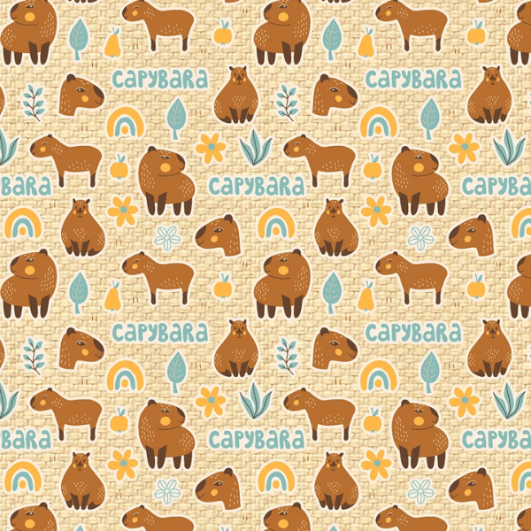 Tricoline Infantil Capivara Fundo Palha