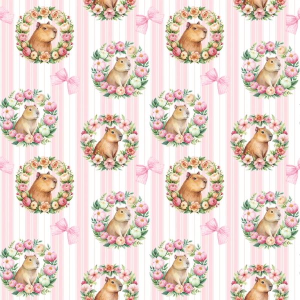 Tricoline Capivara Floral Rosa