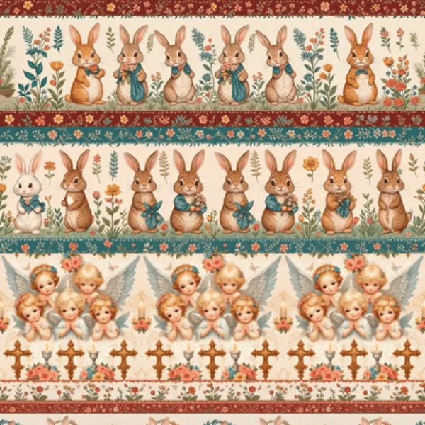 Tricoline Barrado Páscoa e Coelhos