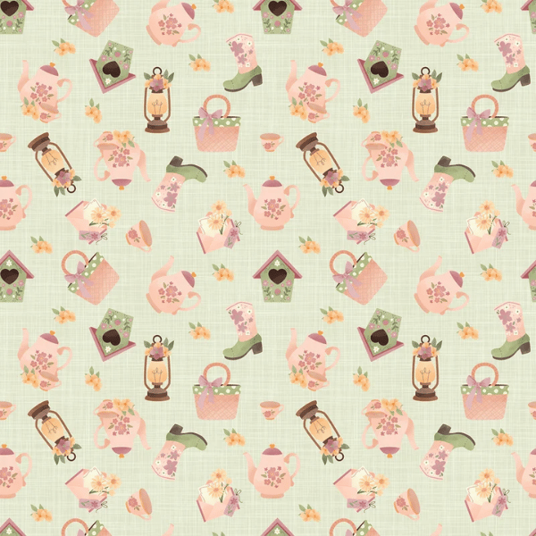 Tricoline Estampa Jardim Vintage