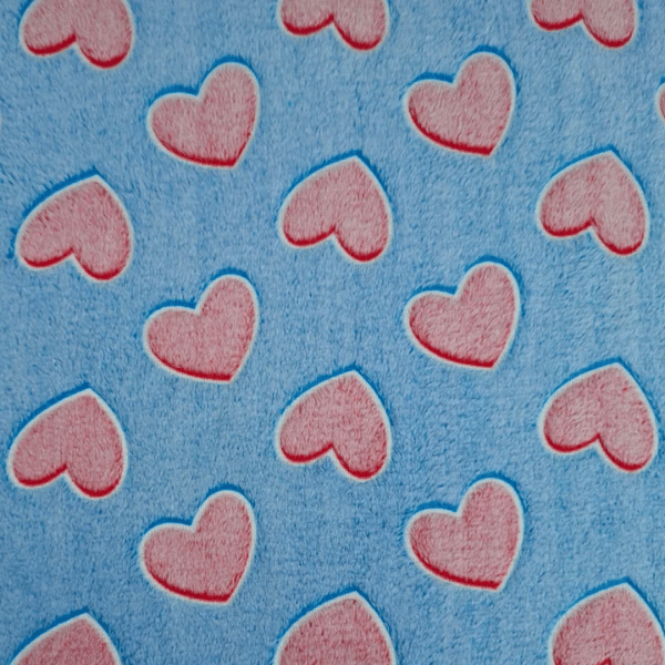 Tecido Fleece Corações Azul – Brilha no Escuro