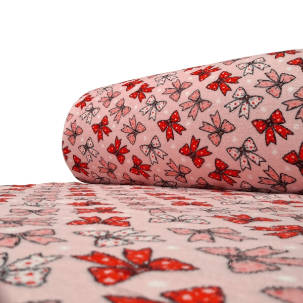 Fleece Estampa Laços Delicados Rosa