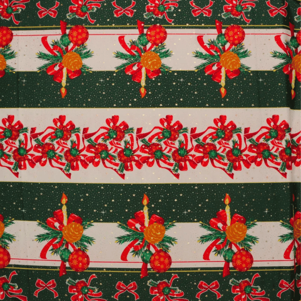 Oxford Estampado Natalino Verde Laços e Velas