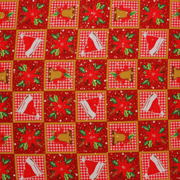 Oxford Estampado Natalino Xadrez com Sinos