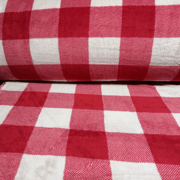 Sherpa Pele Persa Xadrez Felpudo Vermelho
