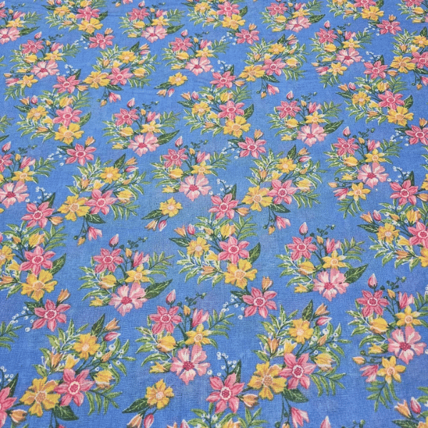 Tecido Chita Azul Florido