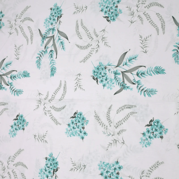 Percal Jardim Turquesa 100% Algodão 150 Fios - 2,48 de Largura