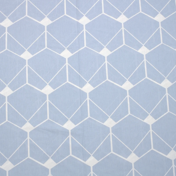 Percal Geométrico Azul Hexagon 100% Algodão 150 Fios - 2,48 de Largura