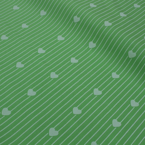 Percal Verde Corações150 Fios - 2,50 de Largura