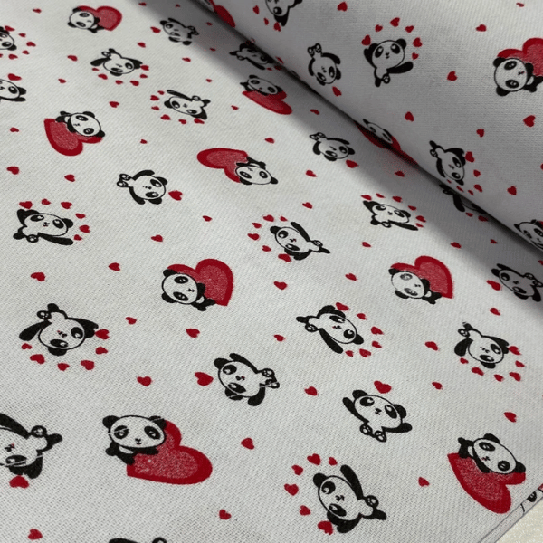 Flanelado (Cueiro) Pandas - 80 cm de Largura