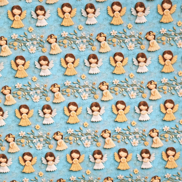 Tecido Tricoline Estampado Anjinhos Delicados - 50cm (50cm x 150cm)