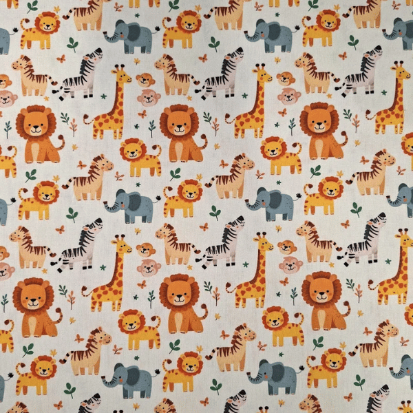 Tricoline 100% Algodão Animais da Selva Baby - Meio Metro ( 50cm x 150cm)